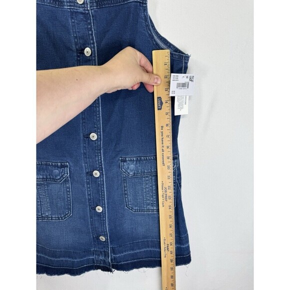 American Eagle Denim Pinafore Jumper Dress Size Medium Blue Raw Hem Pockets NWT - Picture 9 of 11